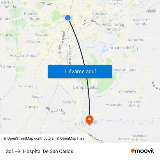 Sol to Hospital De San Carlos map