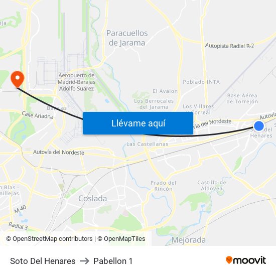 Soto Del Henares to Pabellon 1 map