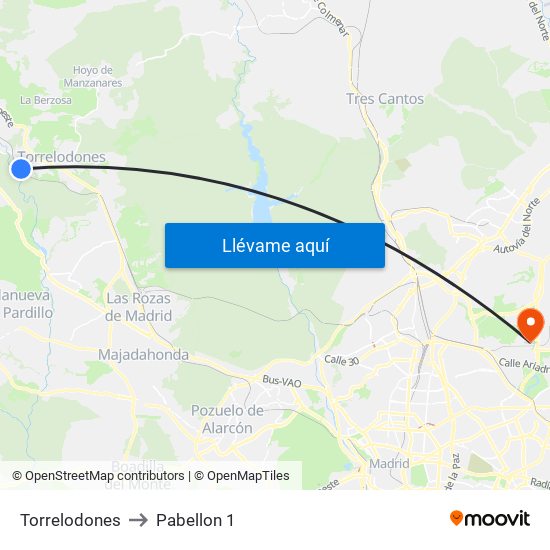 Torrelodones to Pabellon 1 map