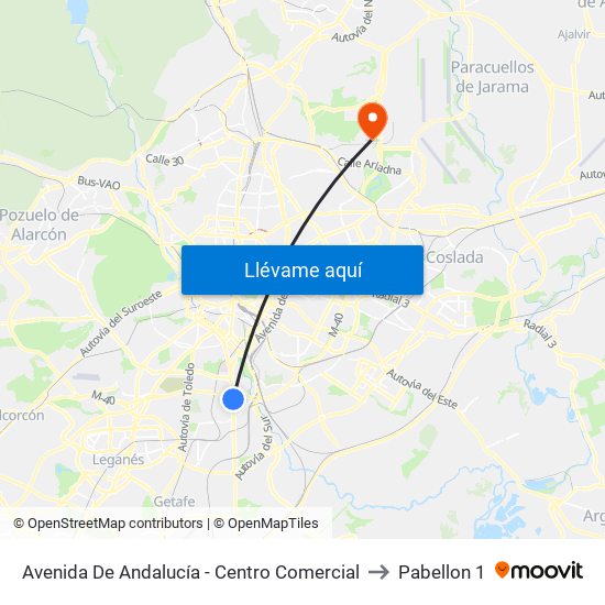 Avenida De Andalucía - Centro Comercial to Pabellon 1 map