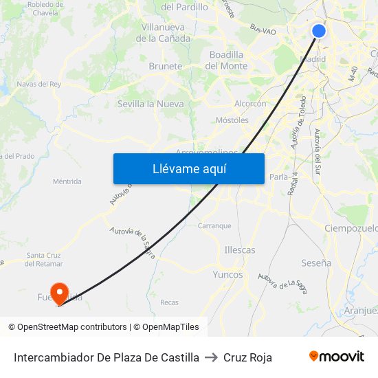 Intercambiador De Plaza De Castilla to Cruz Roja map