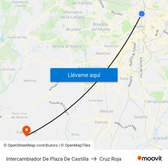 Intercambiador De Plaza De Castilla to Cruz Roja map