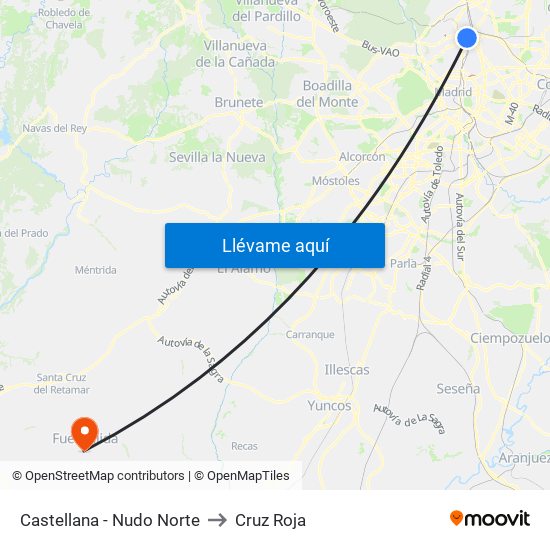 Castellana - Nudo Norte to Cruz Roja map