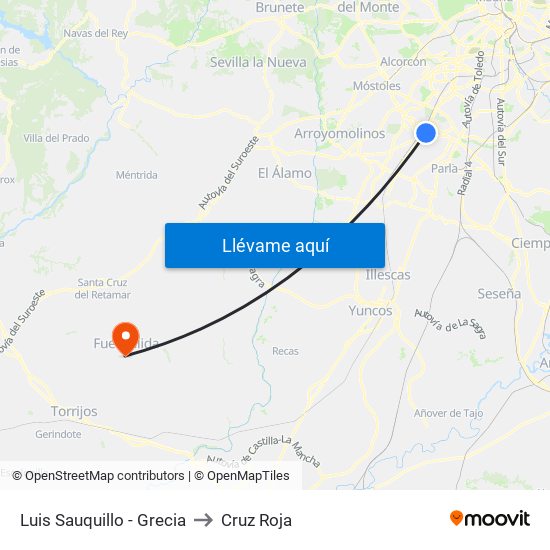 Luis Sauquillo - Grecia to Cruz Roja map