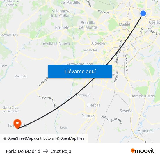 Feria De Madrid to Cruz Roja map