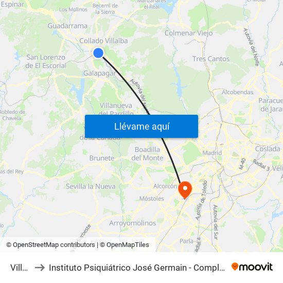 Villalba to Instituto Psiquiátrico José Germain - Complejo De Santa Teresa map