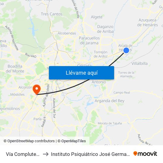 Vía Complutense - Brihuega to Instituto Psiquiátrico José Germain - Complejo De Santa Teresa map