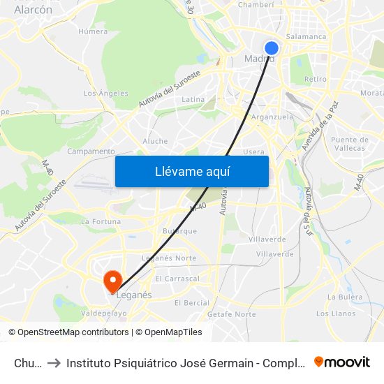 Chueca to Instituto Psiquiátrico José Germain - Complejo De Santa Teresa map