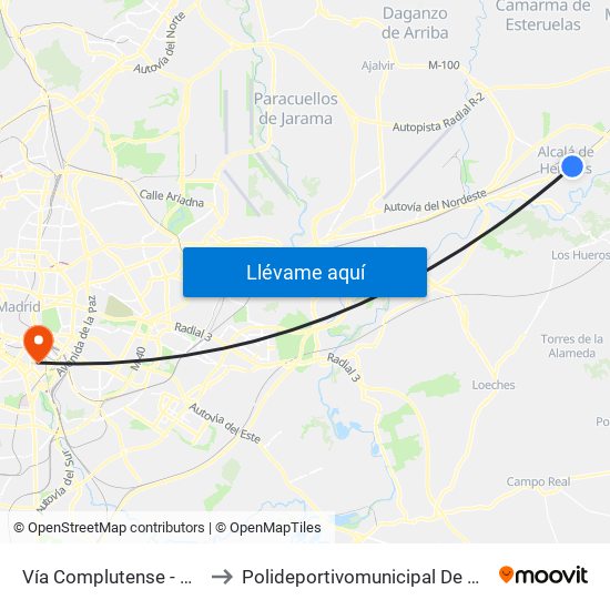 Vía Complutense - Brihuega to Polideportivomunicipal De Arganzuela map