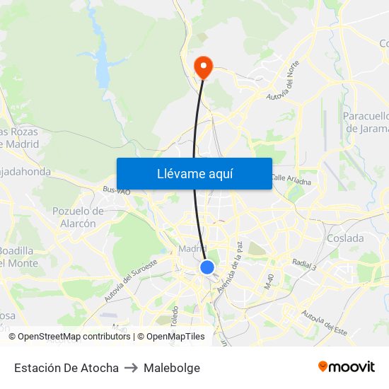 Estación De Atocha to Malebolge map