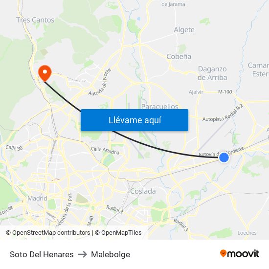 Soto Del Henares to Malebolge map