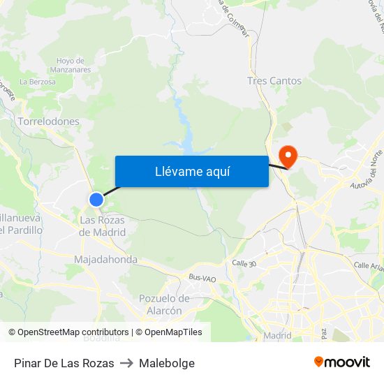 Pinar De Las Rozas to Malebolge map