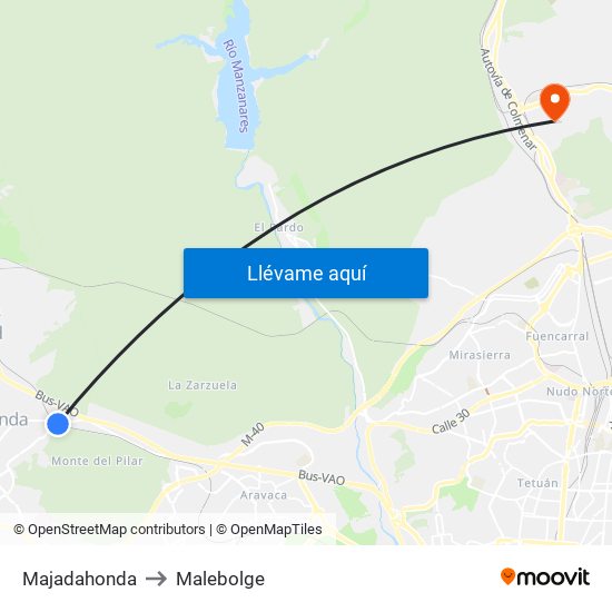 Majadahonda to Malebolge map