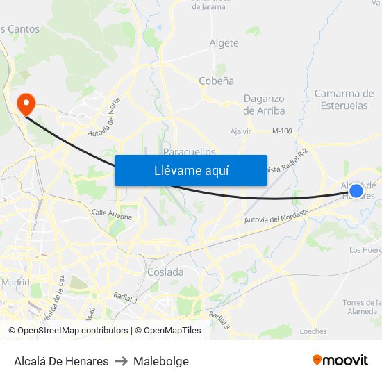 Alcalá De Henares to Malebolge map
