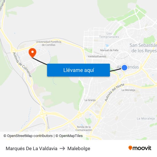 Marqués De La Valdavia to Malebolge map