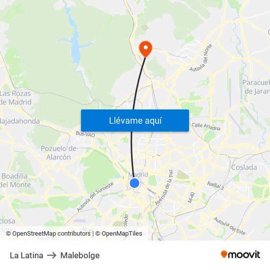 La Latina to Malebolge map