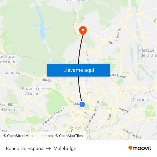 Banco De España to Malebolge map