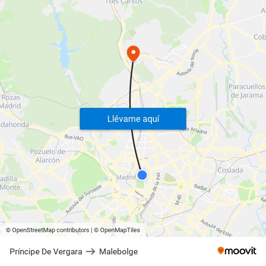 Príncipe De Vergara to Malebolge map