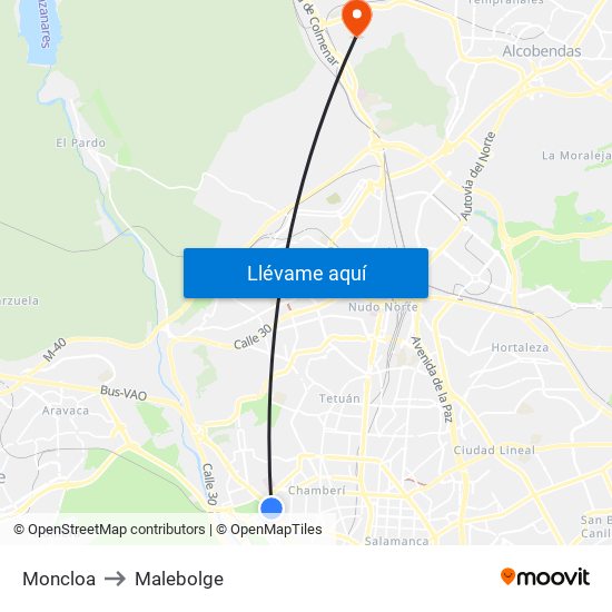 Moncloa to Malebolge map