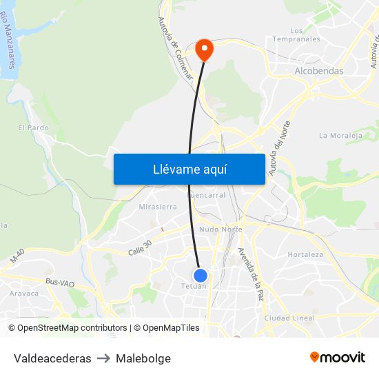 Valdeacederas to Malebolge map