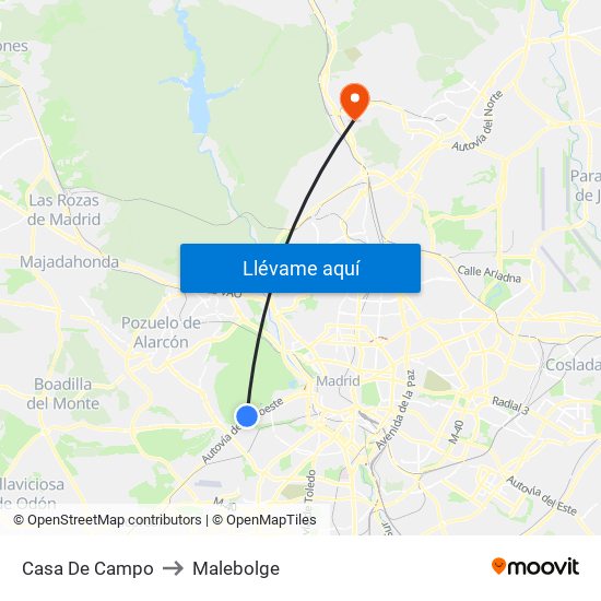 Casa De Campo to Malebolge map