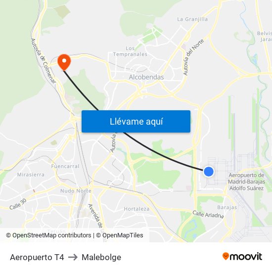 Aeropuerto T4 to Malebolge map