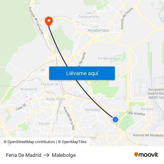 Feria De Madrid to Malebolge map