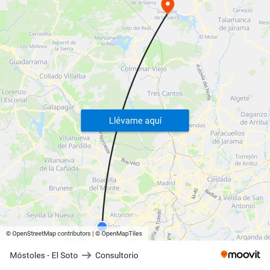 Móstoles - El Soto to Consultorio map