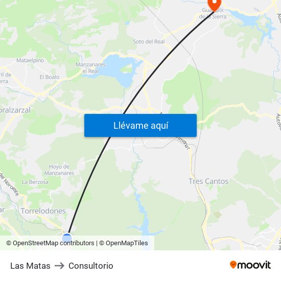 Las Matas to Consultorio map