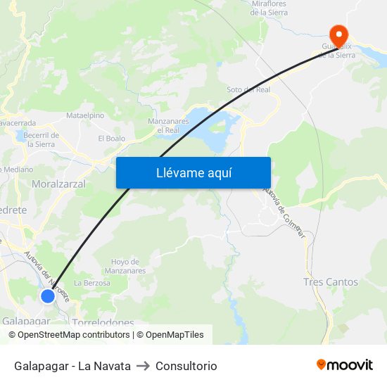 Galapagar - La Navata to Consultorio map
