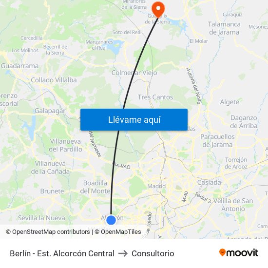 Berlín - Est. Alcorcón Central to Consultorio map