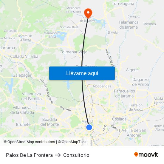 Palos De La Frontera to Consultorio map