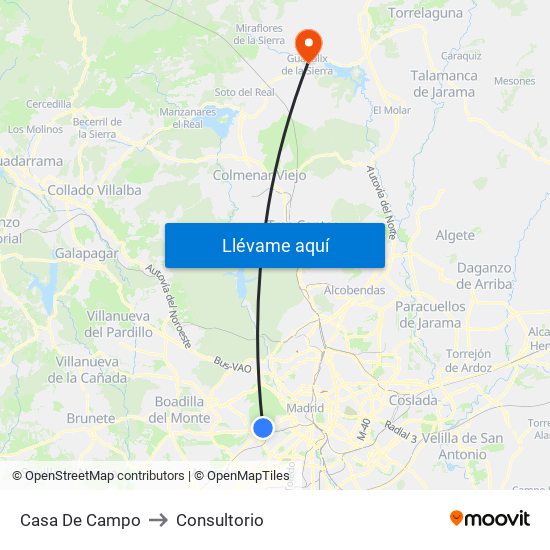 Casa De Campo to Consultorio map