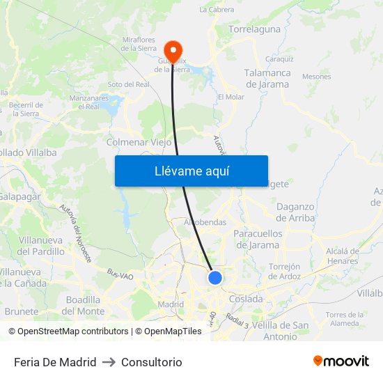 Feria De Madrid to Consultorio map