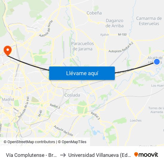 Vía Complutense - Brihuega to Universidad Villanueva (Edificio B) map