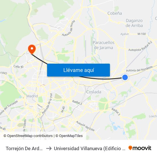 Torrejón De Ardoz to Universidad Villanueva (Edificio B) map