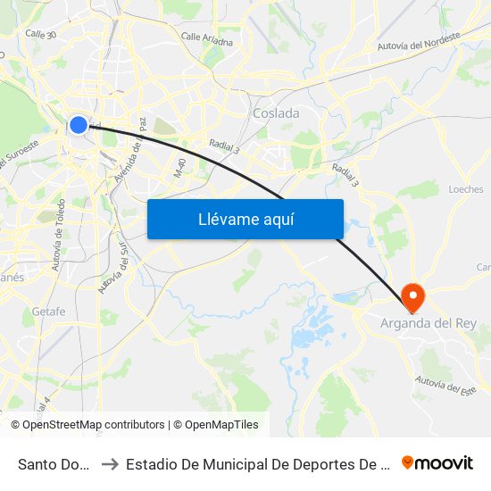Santo Domingo to Estadio De Municipal De Deportes De Arganda Del Rey map