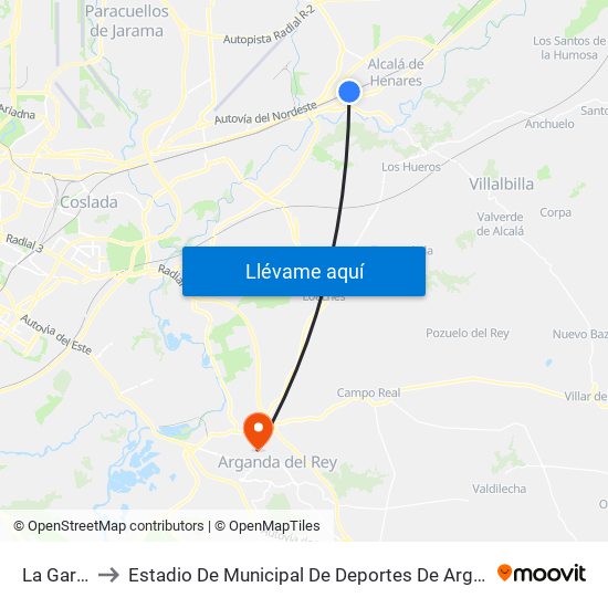 La Garena to Estadio De Municipal De Deportes De Arganda Del Rey map