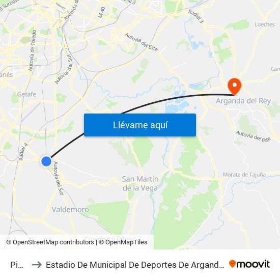 Pinto to Estadio De Municipal De Deportes De Arganda Del Rey map