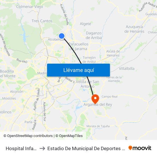 Hospital Infanta Sofía to Estadio De Municipal De Deportes De Arganda Del Rey map