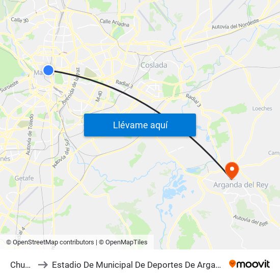 Chueca to Estadio De Municipal De Deportes De Arganda Del Rey map