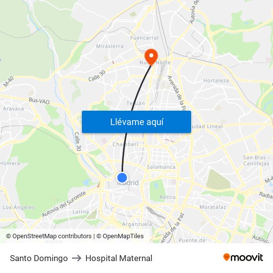 Santo Domingo to Hospital Maternal map