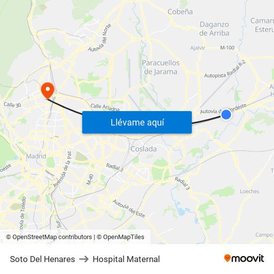 Soto Del Henares to Hospital Maternal map