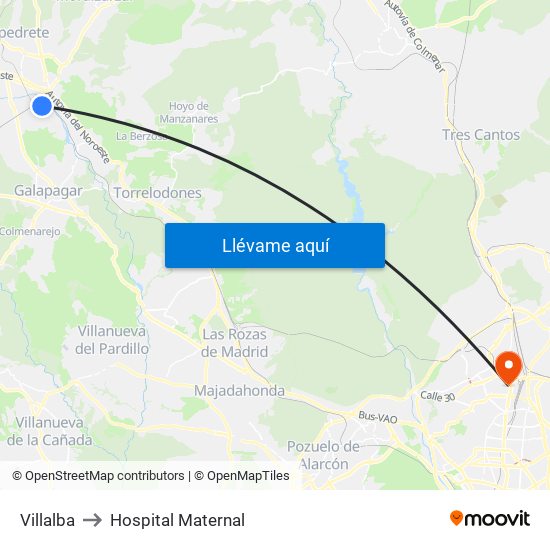 Villalba to Hospital Maternal map