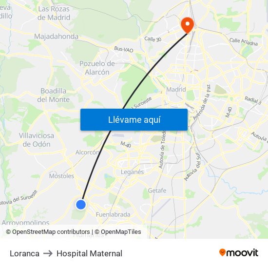 Loranca to Hospital Maternal map