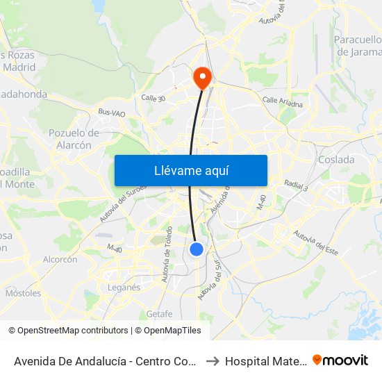 Avenida De Andalucía - Centro Comercial to Hospital Maternal map