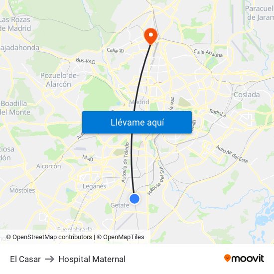 El Casar to Hospital Maternal map