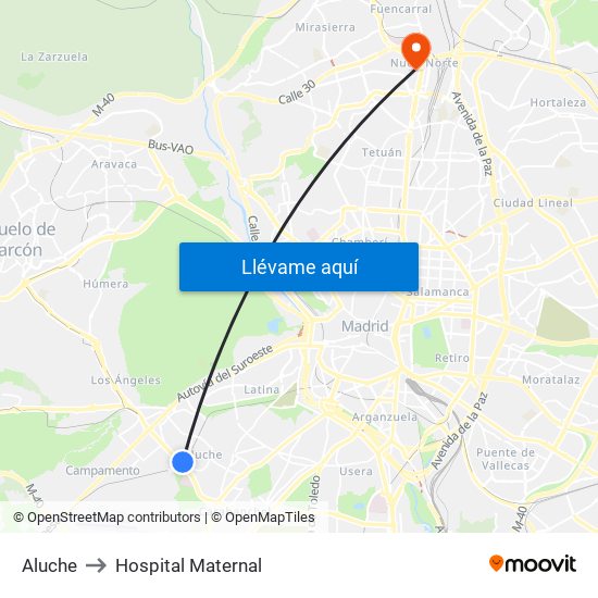 Aluche to Hospital Maternal map