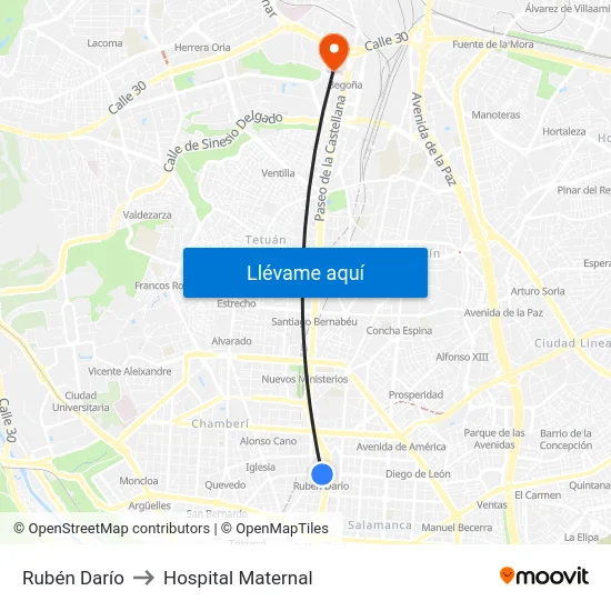 Rubén Darío to Hospital Maternal map