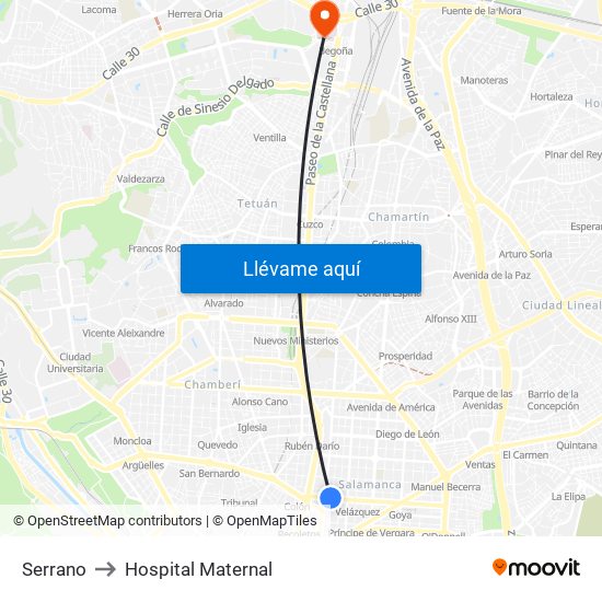 Serrano to Hospital Maternal map
